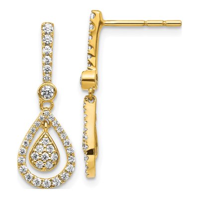 14K Yellow Gold 1/2 ct tw Diamond Teardrop Dangle Earrings