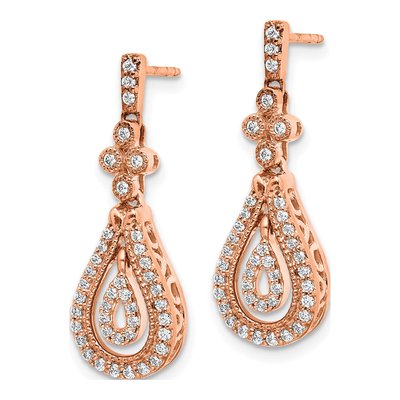 14K Rose Gold 3/8 ct tw Diamond Teardrop Dangle Earrings – view 2