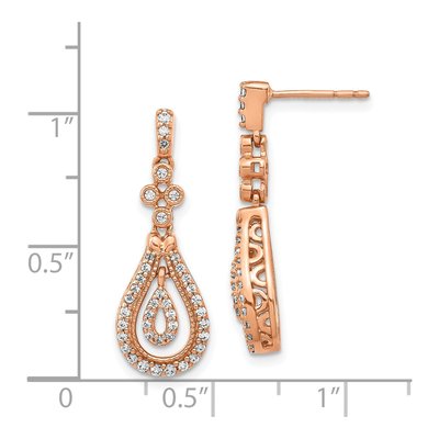 14K Rose Gold 3/8 ct tw Diamond Teardrop Dangle Earrings – view 4