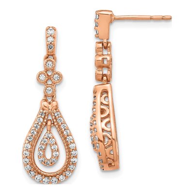 14K Rose Gold 3/8 ct tw Diamond Teardrop Dangle Earrings