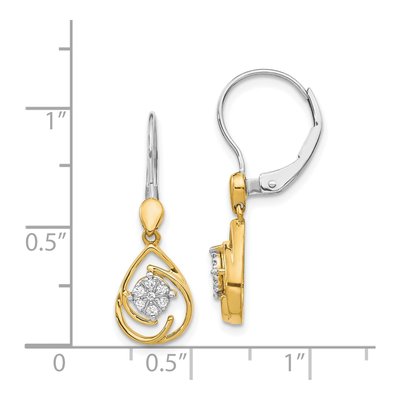 14K Two-Tone Gold 1/15 ct tw Diamond Teardrop Leverback Earrings – view 4