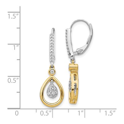 14K Two-Tone Gold 1/4 ct tw Diamond Oval Cluster Leverback Earrings – view 4
