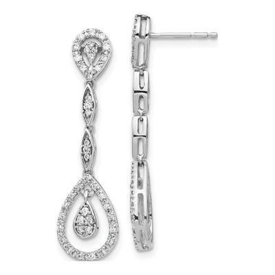 14K White Gold 1/3 ct tw Diamond Teardrop Dangle Earrings