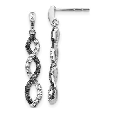 14K White Gold 1/3 ct tw Diamond Twisted Dangle Earrings