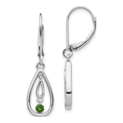14K White Gold 1/8 ct tw Diamond Teardrop Leverback Earrings