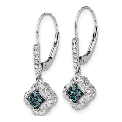 14K White Gold 3/8 ct tw Diamond Leverback Earrings – view 3