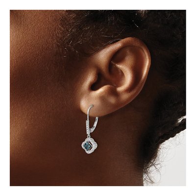 14K White Gold 3/8 ct tw Diamond Leverback Earrings – view 4