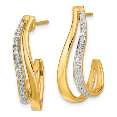 10K Yellow Gold 1/15 ct tw Diamond J- Dangle Earrings – view 2