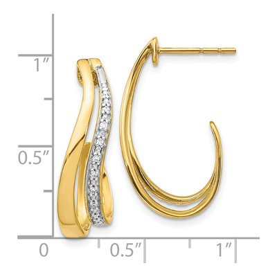 10K Yellow Gold 1/15 ct tw Diamond J- Dangle Earrings – view 4