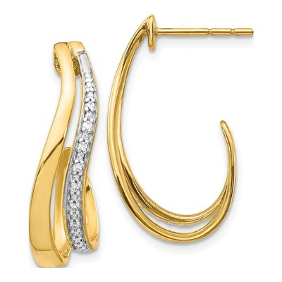 10K Yellow Gold 1/15 ct tw Diamond J- Dangle Earrings
