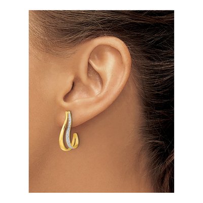 14K Yellow Gold 1/15 ct tw Diamond J- Dangle Earrings – view 3