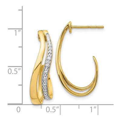 14K Yellow Gold 1/15 ct tw Diamond J- Dangle Earrings – view 4