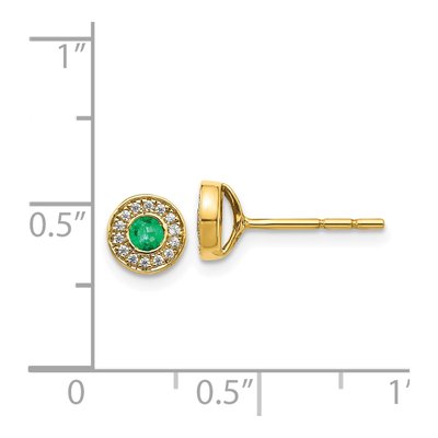 14K Yellow Gold 0.09 ct tw 2.8mm Round Emerald & Diamond Halo Stud Earrings – view 5