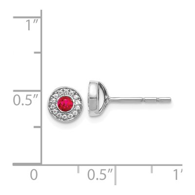 14K White Gold 0.09 ct tw 2.8mm Round Ruby & Diamond Halo Stud Earrings – view 4