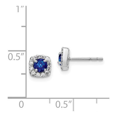 14K White Gold 0.22 ct tw 3.7mm Round Sapphire & Diamond Halo Stud Earrings – view 4