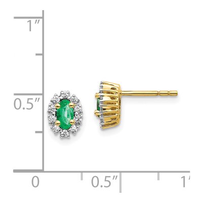 14K Yellow Gold 1/5 ct tw Oval Lab-Created Emerald & Lab-Grown Diamond Halo Stud Earrings – view 4