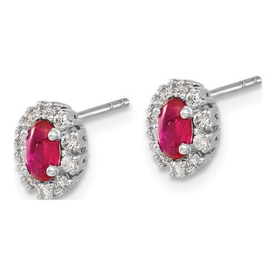 10K White Gold 1/5 ct tw Oval Ruby & Diamond Halo Stud Earrings – view 2
