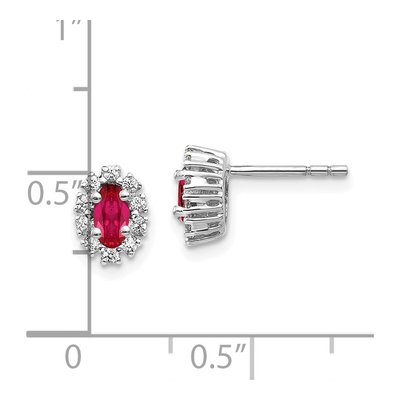 10K White Gold 1/5 ct tw Oval Ruby & Diamond Halo Stud Earrings – view 4