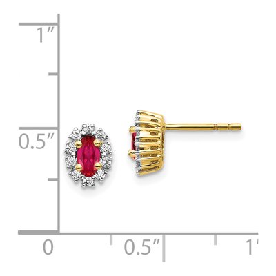 14K Yellow Gold 1/5 ct tw Ruby & Diamond Oval Halo Stud Earrings – view 5