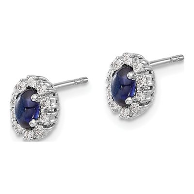 10K White Gold 1/5 ct tw Oval Sapphire & Diamond Halo Stud Earrings – view 3