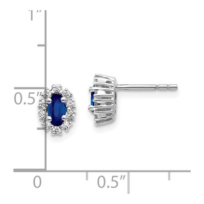 10K White Gold 1/5 ct tw Oval Sapphire & Diamond Halo Stud Earrings – view 5
