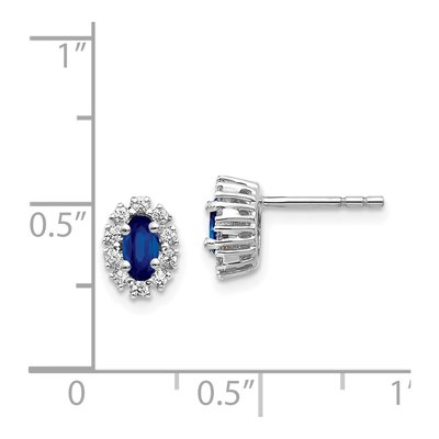 14K White Gold 1/5 ct tw Oval Lab-Created Sapphire & Lab-Grown Diamond Halo Stud Earrings – view 5