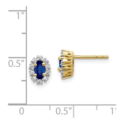 14K Yellow Gold 1/5 ct tw Oval Lab-Created Sapphire & Lab-Grown Diamond Halo Stud Earrings – view 5