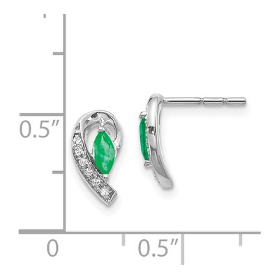14K White Gold Emerald & Diamond Marquise Dangle Earrings – view 5