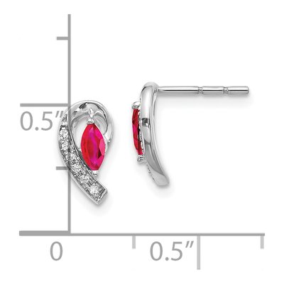 10K White Gold Ruby & Diamond Marquise Stud Earrings – view 5