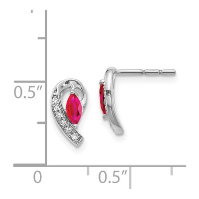 14K White Gold Ruby & Diamond Marquise Dangle Earrings – view 5