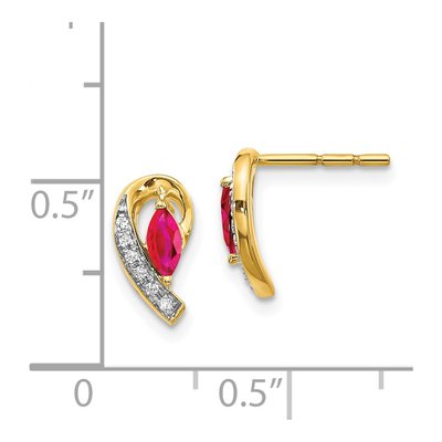 14K Yellow Gold Ruby & Diamond Marquise Dangle Earrings – view 5