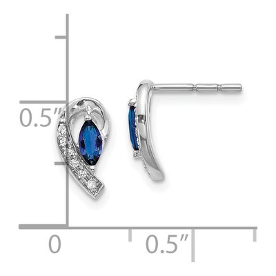 10K White Gold Sapphire & Diamond Marquise Stud Earrings – view 5