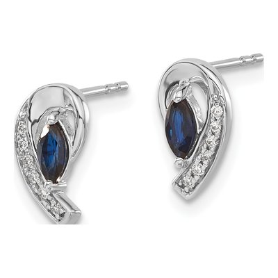 14K White Gold Sapphire & Diamond Marquise Dangle Earrings – view 2