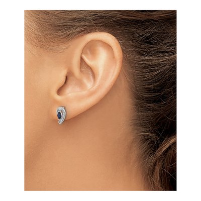 14K White Gold Sapphire & Diamond Marquise Dangle Earrings – view 3