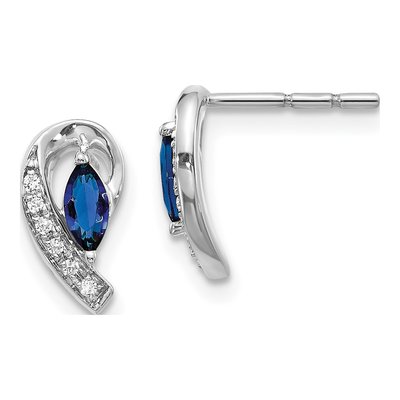 14K White Gold Sapphire & Diamond Marquise Dangle Earrings