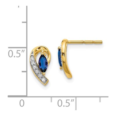 14K Yellow Gold Sapphire & Diamond Marquise Dangle Earrings – view 4
