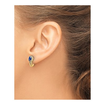 10K Yellow Gold 1/7 ct tw Sapphire & Diamond J- Dangle Earrings – view 4