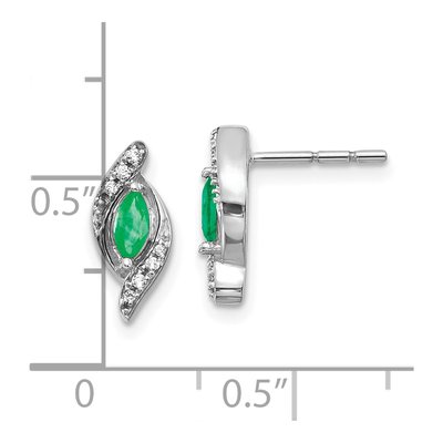 10K White Gold 1/15 ct tw Emerald & Diamond Marquise Stud Earrings – view 2
