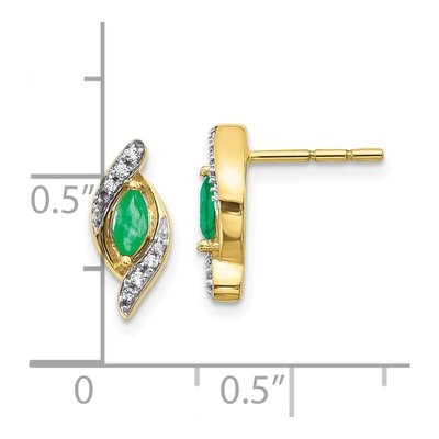 10K Yellow Gold 1/15 ct tw Emerald & Diamond Marquise Stud Earrings – view 4