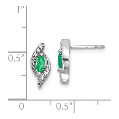 14K White Gold 1/15 ct tw Emerald & Diamond Marquise Dangle Earrings – view 4