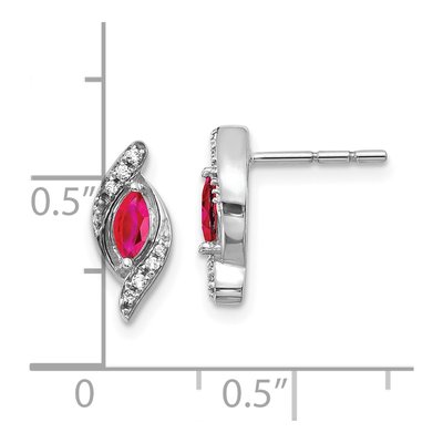 10K White Gold 1/15 ct tw Ruby & Diamond Marquise Stud Earrings – view 5