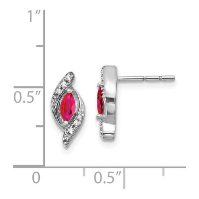 14K White Gold 1/15 ct tw Ruby & Diamond Marquise Dangle Earrings – view 4