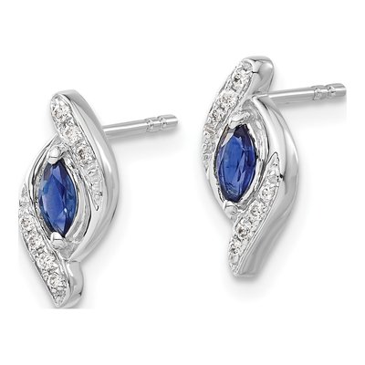 14K White Gold 1/15 ct tw Sapphire & Diamond Marquise Dangle Earrings – view 2