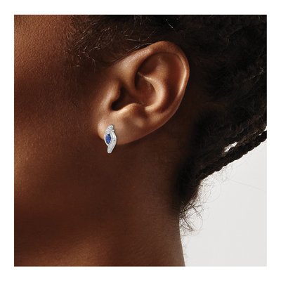 14K White Gold 1/15 ct tw Sapphire & Diamond Marquise Dangle Earrings – view 3