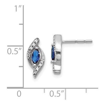 14K White Gold 1/15 ct tw Sapphire & Diamond Marquise Dangle Earrings – view 4