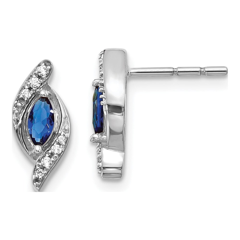 14K White Gold Marquise Sapphire & Diamond Earrings