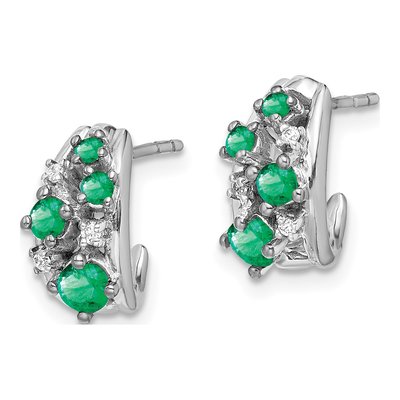 14K White Gold Emerald & Diamond Dangle Earrings – view 3