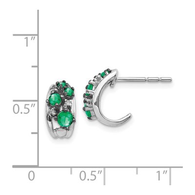14K White Gold Emerald & Diamond Dangle Earrings – view 5