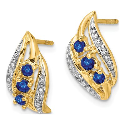 14K Yellow Gold Sapphire & Diamond Dangle Earrings – view 2