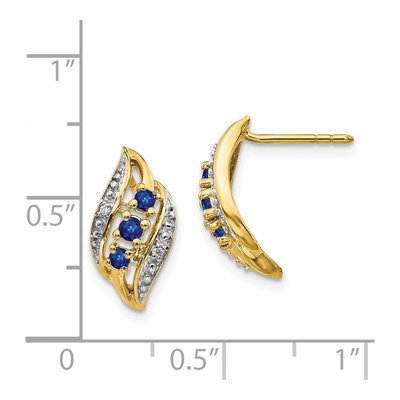 14K Yellow Gold Sapphire & Diamond Dangle Earrings – view 4